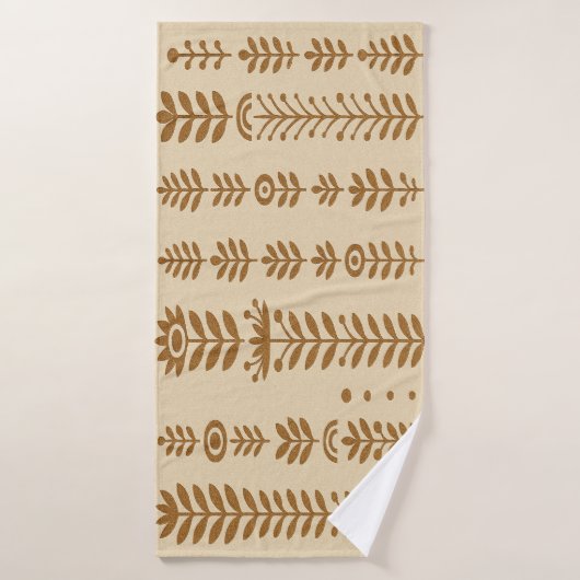 Beige en Aarde Bruine Botanische Kolommen Badhanddoek (Badhanddoek)