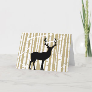 Beige en Black Birch Tree Forest Wenskaart Kaart