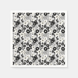 Beige en Black Flowers Servet