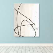 Beige en Black One Line Minimalist Abstracte Art Canvas Afdruk (Insitu (Houten vloer))