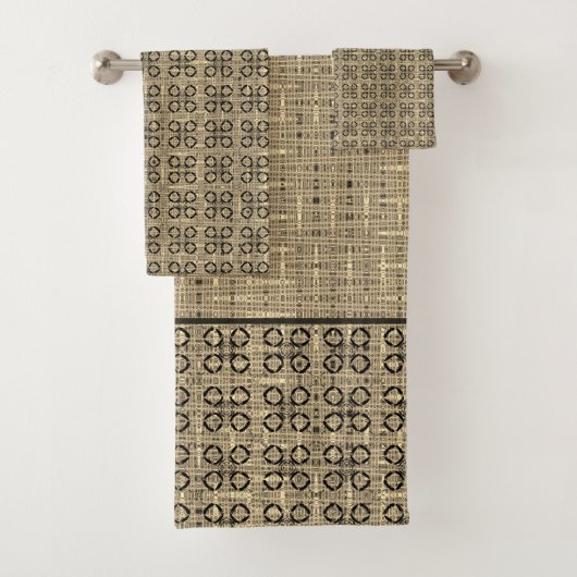 Beige en Black Weaved Pattern Bad Handdoek (Insitu)