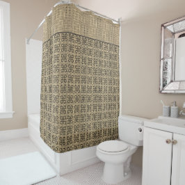 Beige en Black Weaved Pattern Douchegordijn