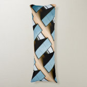 Beige en Blue Geometric Pattern Lichaamskussen (Voorkant Verticaal)