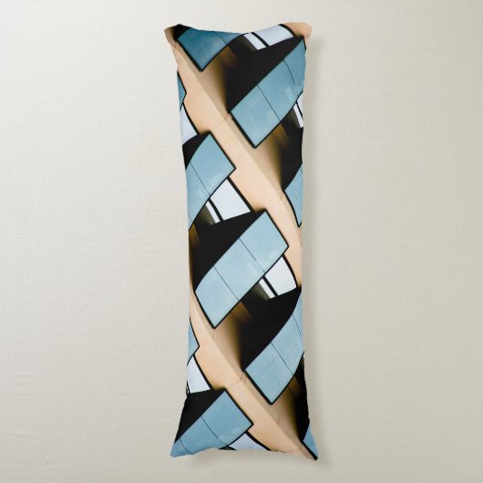 Beige en Blue Geometric Pattern Lichaamskussen (Voorkant Verticaal)