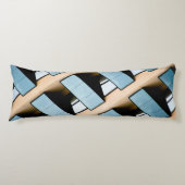 Beige en Blue Geometric Pattern Lichaamskussen (Voorkant)