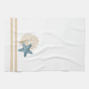 Beige en Blue Rope en Starfish Kitchen Towel Theedoek