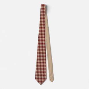Beige en bordeauxrood houndstooth stropdas