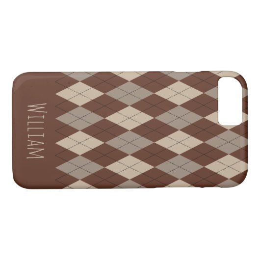 Beige en Brown Argyle Pattern iPhone 7/8 Hoesje (Achterkant (Horizontaal))