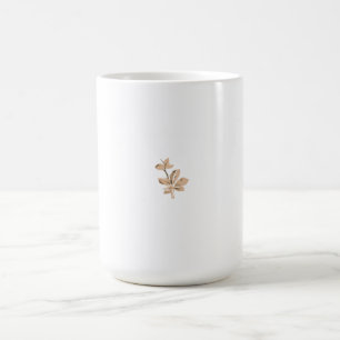 beige en bruin bladontwerp op een steel met koffiemok