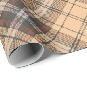 Beige en bruin Tartan geroteerd Cadeaupapier