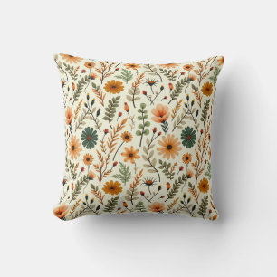Beige en bruine boho bloemen kussen