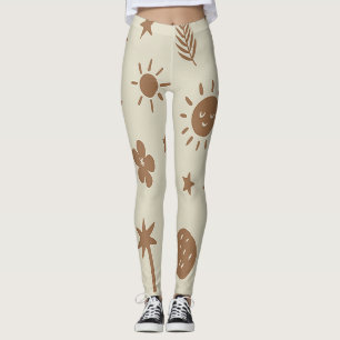 Beige en bruine Boho leggings