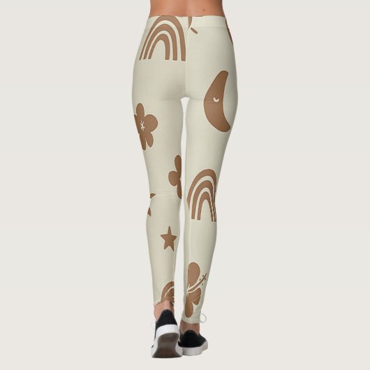 Beige en bruine boho leggings (Achterkant)