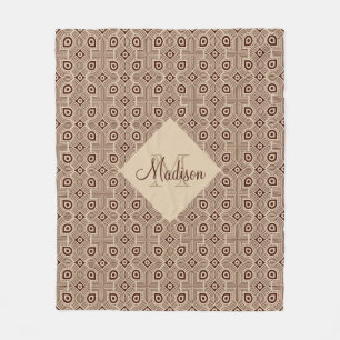 Beige en bruine geometrische vormen fleece deken