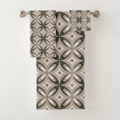 Beige en bruine retro cirkelvormen bad handdoek (Insitu)