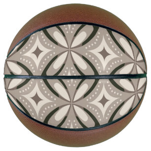 Beige en bruine retro cirkelvormen basketbal
