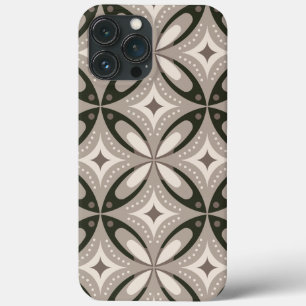 Beige en bruine retro cirkelvormen iPhone 13 pro max hoesje
