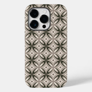 Beige en bruine retro cirkelvormen Case-Mate iPhone 14 pro hoesje