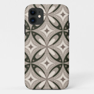 Beige en bruine retro cirkelvormen iPhone 11 hoesje