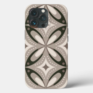 Beige en bruine retro cirkelvormen iPhone 13 pro hoesje