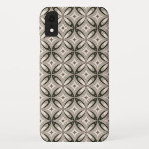Beige en bruine retro cirkelvormen iPhone XR hoesje