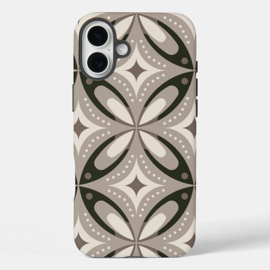 Beige en bruine retro cirkelvormen Case-Mate iPhone case (Achterkant)