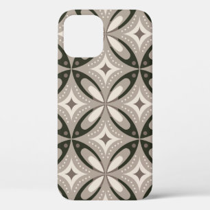 Beige en bruine retro cirkelvormen iPhone 12 pro hoesje
