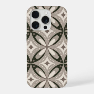 Beige en bruine retro cirkelvormen iPhone 15 pro hoesje
