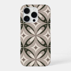 Beige en bruine retro cirkelvormen iPhone 16 pro hoesje