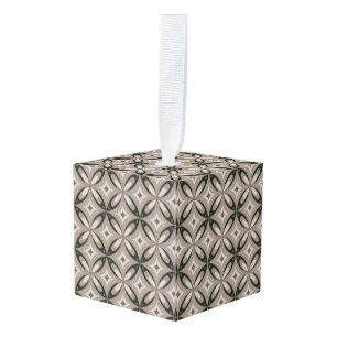 Beige en bruine retro cirkelvormen kubus ornament