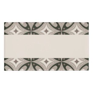 Beige en bruine retro cirkelvormen naambadge