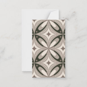 Beige en bruine retro cirkelvormen notitiekaartje