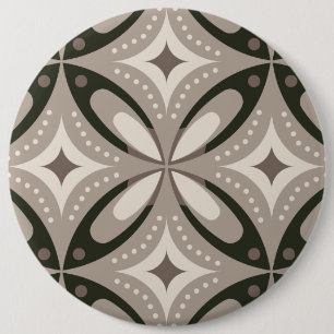 Beige en bruine retro cirkelvormen ronde button 6,0 cm