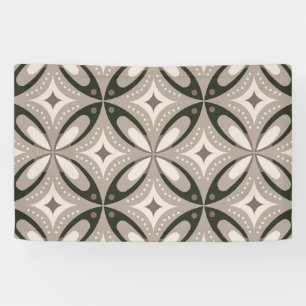 Beige en bruine retro cirkelvormen spandoek