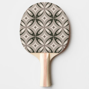 Beige en bruine retro cirkelvormen tafeltennisbatje