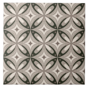 Beige en bruine retro cirkelvormen tegeltje