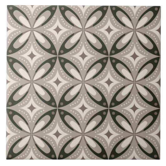 Beige en bruine retro cirkelvormen tegeltje (Voorkant)