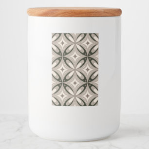 Beige en bruine retro cirkelvormen voedselcontainer etiket