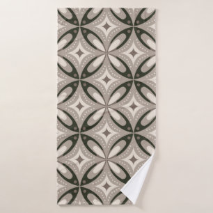Beige en bruine retro ronde vormen badhanddoek