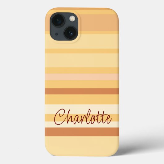 Beige en bruine strepen, gepersonaliseerde naam Case-Mate iPhone case (Achterkant)