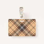 Beige en bruine Tartan Badge (Achterkant met clip)