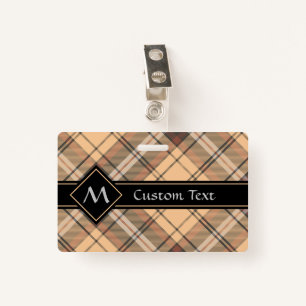 Beige en bruine Tartan Badge