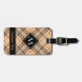 Beige en bruine Tartan Bagagelabel (Voorkant horizontaal)