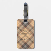 Beige en bruine Tartan Bagagelabel (Achterkant verticaal)