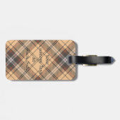 Beige en bruine Tartan Bagagelabel (Achterkant horizontaal)