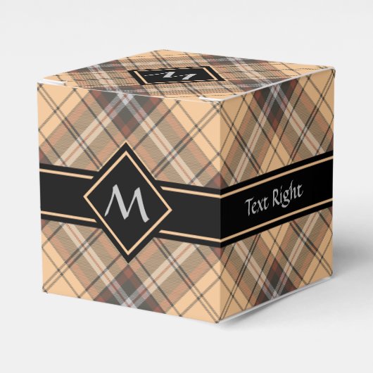 Beige en bruine Tartan Bedankdoosjes (Voorkant Zijde)