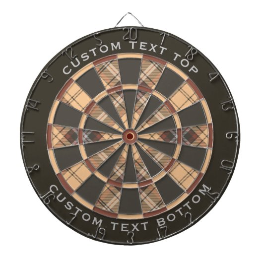 Beige en bruine Tartan Dartbord (Voorkant)