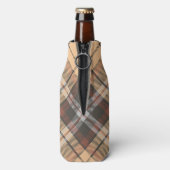 Beige en bruine Tartan Flesjeskoeler (Fles Achterkant)