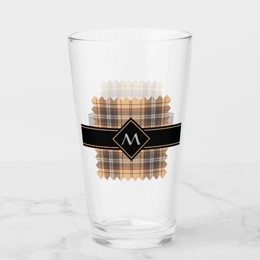 Beige en bruine Tartan Glas (Voorkant)