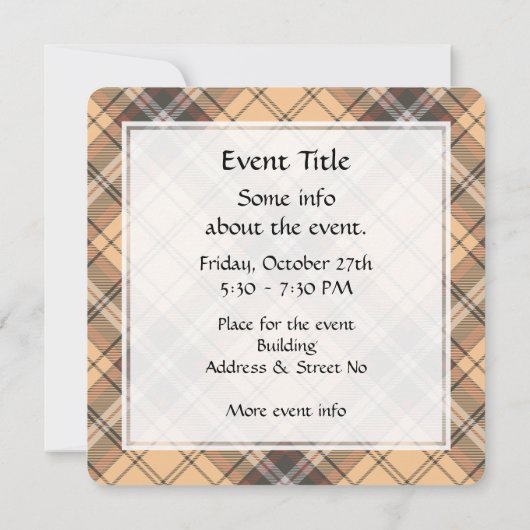 Beige en bruine Tartan Kaart (Achterkant)